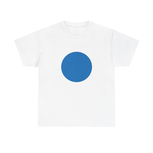 Large Blue Dot Unisex Heavy Cotton Tee (Blue Dot in a Red Area)